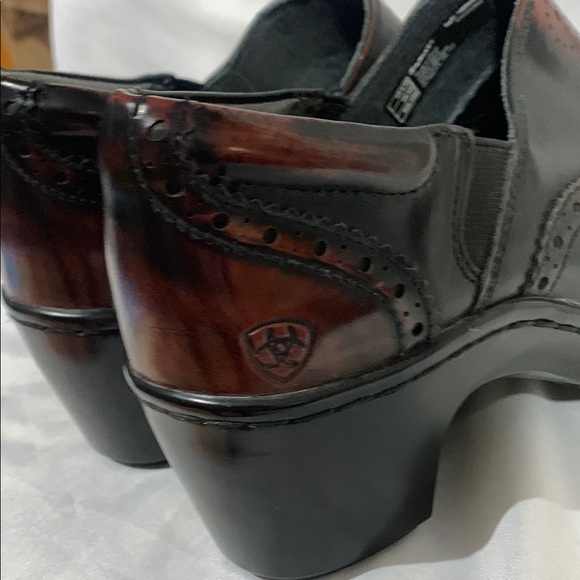 Ariat Womens 8.5 Clogs Wingtip Western Two Tone Brown Leather Bradford - Picture 10 of 14